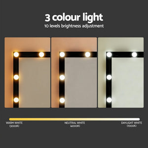 Makeup Vanity Set | 12 LED Bulbs | Stool Included | Black