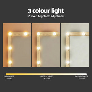 Dressing Table Set | 12 LED Bulbs | Stool Included | Wood