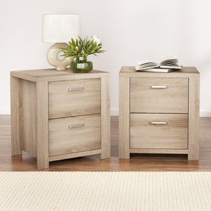 Artiss Bedside Tables | 2X | MAXI | 2 Drawers | Pine