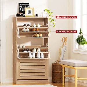 Shoe Storage Cabinets | 2 Pack | 3 Flip Drawers | Pine