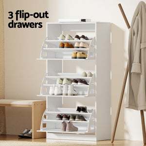 Artiss Shoe Cabinet | Storage Drawer | Holds 45 Pairs | White