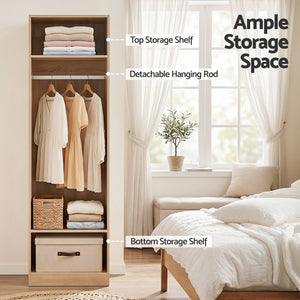 Wardrobe Clothes Closet | Storage Organiser with Shelf | Pine