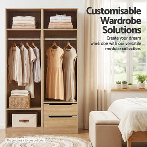 Wardrobe Clothes Closet | Storage Organiser with Shelf | Pine