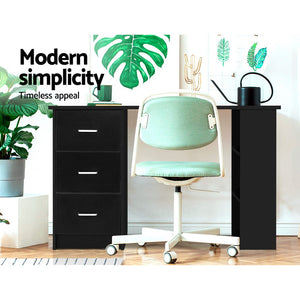 Artiss Computer Desk Drawer Shelf Cabinet Black 120CM