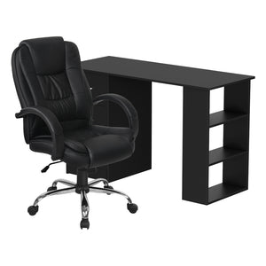 Artiss Office Set | 120cm Computer Desk + PU Leather Executive Chair | High Back | Black