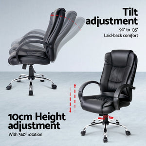 Artiss Office Set | 120cm Computer Desk + PU Leather Executive Chair | High Back | Black