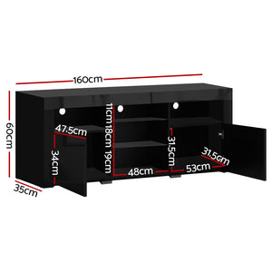 TV Cabinet | Entertainment Unit with LED | 160CM | Black | Bobi