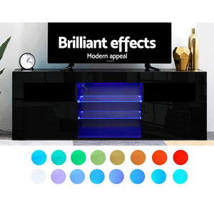 TV Cabinet | Entertainment Unit with LED | 160CM | Black | Bobi