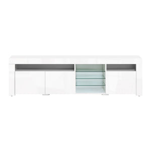 TV Cabinet | Entertainment Unit with LED | 180CM | White | Bobi