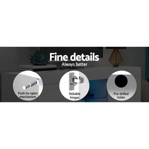 TV Cabinet | Entertainment Unit with LED | 180CM | White | Bobi