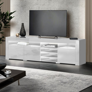 TV Cabinet | Entertainment Unit with LED | 180CM | White | Bobi