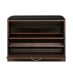 Shoe Rack Cabinet Bench | 15 Pairs | Walnut | Kyla