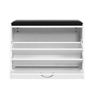Shoe Rack Cabinet Bench | 15 Pairs | White | Kyla