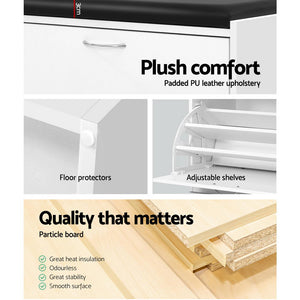 Shoe Rack Cabinet Bench | 15 Pairs | White | Kyla