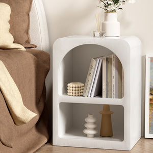 Bedside Table | Side End Table | Shelves Storage | Nightstand | White | ARCHED