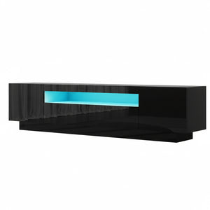 TV Unit | 180cm | RGB LED Storage Drawer | Black