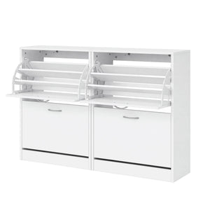 Artiss 2x Shoe Cabinet Storage Organiser 2 Flip Drawer White