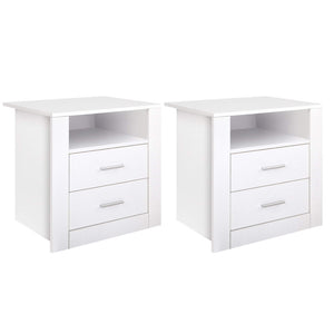 Artiss Bedside Tables | 2X | TARA | 2 Drawers with Shelf | White