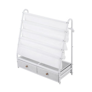 Kids Bookshelf | Metal Storage Rack | Toy Display Shelf | Drawer | White