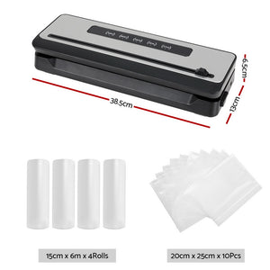 Devanti Food Vacuum Sealer Machine | Sealing Cutter | 5 Modes | Storage Bags | 4 Rolls