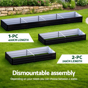 Raised Garden Bed Set of 2 | 210x90cm Planter Box | Galvanised Metal Outdoor Containers