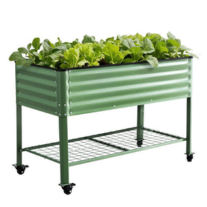 Raised Garden Bed | Mobile on Wheels | 115x60x81cm | 100kg Load | Storage Shelf