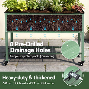 Raised Garden Bed | Mobile on Wheels | 115x60x81cm | 100kg Load | Storage Shelf