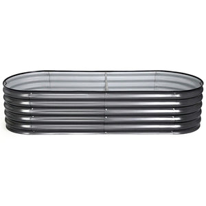 Green Fingers 3 Pcs Raised Garden Bed Kit Oval Galvanized Steel Planter Boxes 160x80x42cm, Heavy Duty Metal Elevated Garden Bed for Vegetables Flowers Herbs, with Safety Edging, Gloves & Pegs Included
