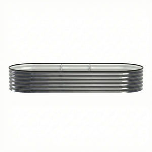 Green Fingers 3 Pcs Raised Garden Bed Kit Oval Galvanized Steel Planter Boxes 240x80x42cm, Heavy Duty Metal Elevated Garden Bed for Vegetables Flowers Herbs, with Safety Edging, Gloves & Pegs Included