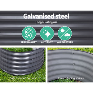 2x Green Fingers Raised Garden Bed | 320x80x42cm | Oval Planter Box Container | Galvanised