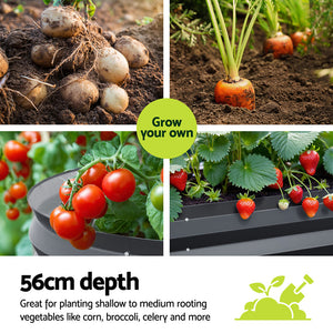 x2 Green Fingers Raised Garden Bed Kit | Planter Oval Galvanised Steel | 240cmx80cmx56cm