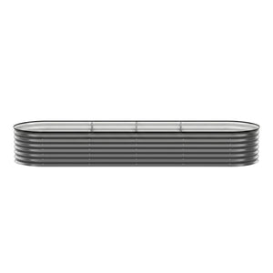 Green Fingers 3 Pcs Raised Garden Bed Kit Oval Galvanized Steel Planter Boxes 320x80x56cm, Heavy Duty Metal Elevated Garden Bed for Vegetables Flowers Herbs, with Safety Edging, Gloves & Pegs Included
