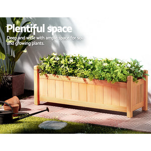 2x Green Fingers Raised Garden Bed | 90x30x33cm | Wooden Planter Box | Raised Container | Growing
