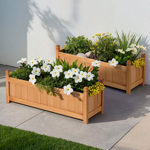 2x Green Fingers Raised Garden Bed | 90x30x33cm | Wooden Planter Box | Raised Container | Growing