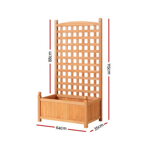 Green Fingers Garden Bed | 2X | 64x35x115cm | Wooden Planter with Trellis