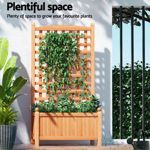 Green Fingers Garden Bed | 2X | 64x35x115cm | Wooden Planter with Trellis