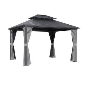 Gazebo Canopy | 3x3.65m | Steel Frame | Curtains | Grey Marquee