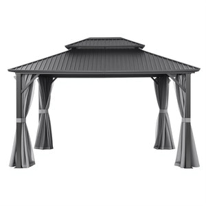 Gazebo Canopy | 3x3.65m | Steel Frame | Curtains | Grey Marquee