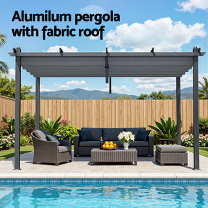 Pergola | 3x4m | Aluminium Frame | Adjustable Canopy | Grey
