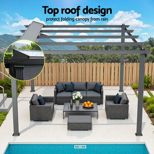 Pergola | 3x4m | Aluminium Frame | Adjustable Canopy | Grey