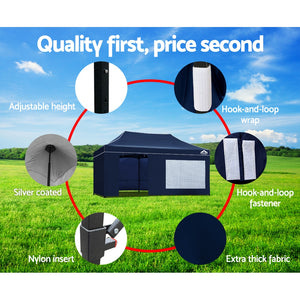 Gazebo Pop Up Marquee | 3x6 | Folding Tent Gazebos | Camping | 500D Oxford | Navy