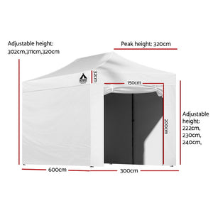 Gazebo Pop Up Marquee | 3x6 | Folding Tent Gazebos | 500D Oxford Fabric | White