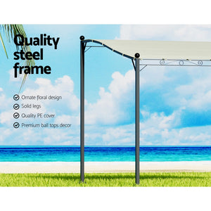 Instahut Gazebo Marquee | 3M Outdoor Event Tent | Wedding Camping Party Shade | Iron Art Canopy | Beige