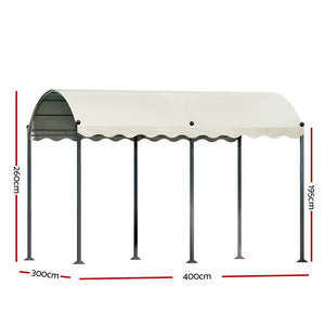 Gazebo Marquee | 4x3m | Outdoor Event Wedding Tent | Camping Party Shade | Iron Art Canopy | Beige