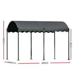 Gazebo Marquee | 4x3m | Outdoor Event Wedding Tent | Camping Party Shade | Iron Art Canopy | Grey