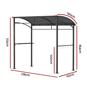 Instahut BBQ Gazebo Shelter | Outdoor Grill Marquee Shade | Garden Canopy with Shelf & Hooks | Grey