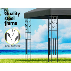 Gazebo | 4x3m | Marquee Outdoor Wedding Party Event Tent | Iron Art Shade | Grey