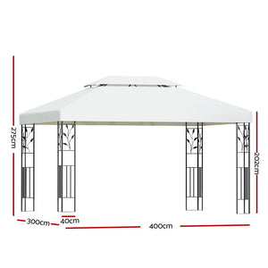 Gazebo | 4x3m | Marquee | Outdoor Wedding Party Event Tent | Iron Art Shade | White
