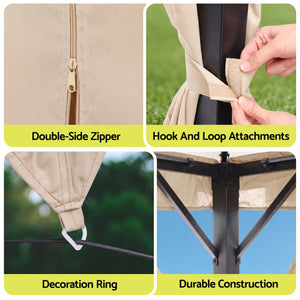 Gazebo | 3 x 4m Outdoor Canopy Marquee with Curtains | Beige
