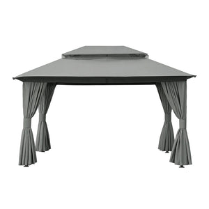 Outdoor Gazebo | 3x4m | Steel Frame Canopy | Curtains | Grey